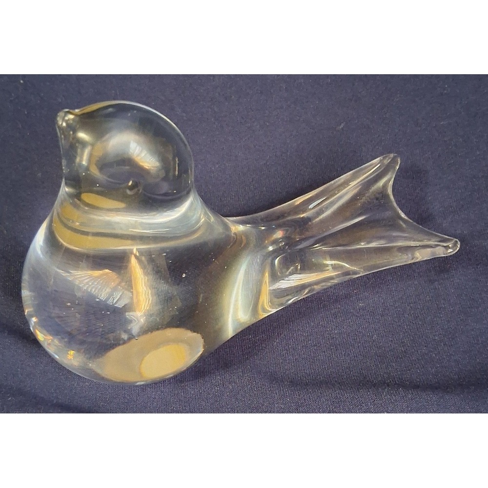 Vintage Hand Made Crystal Glass Bird Figurine Paperweight Taiwan Pine Tree Label